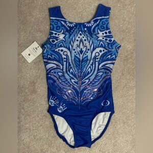 BNWT Chalk Warrior Sapphire Paisley gymnastics leotard